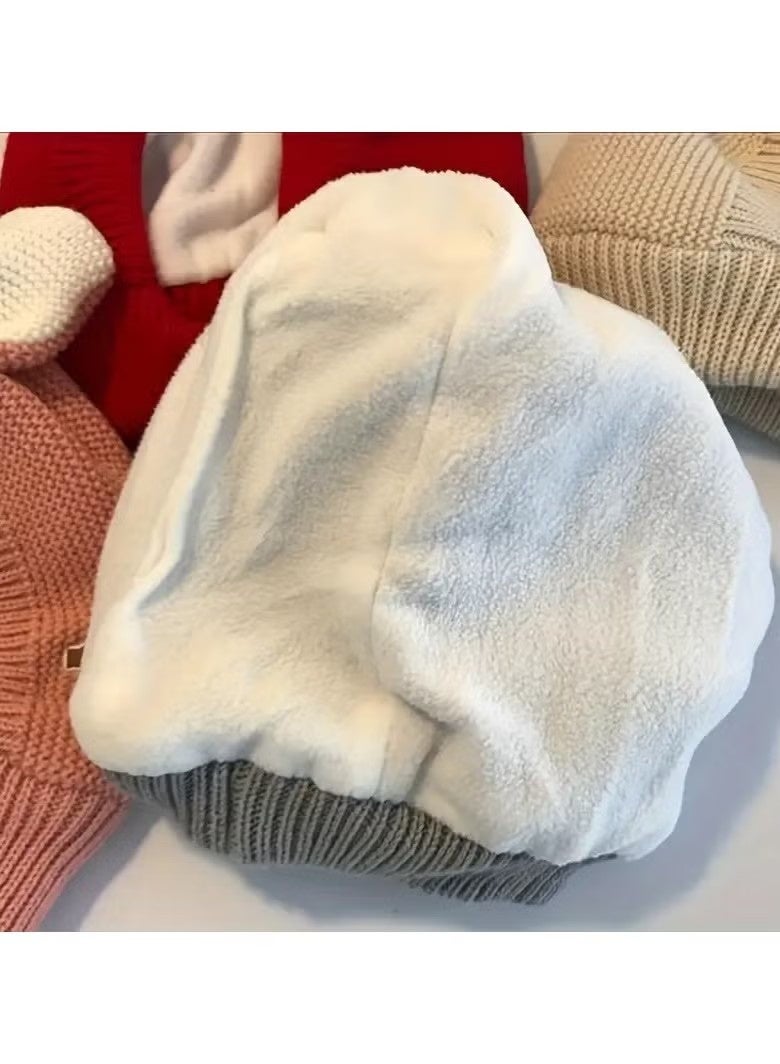 قبعة صوفية محبوكة للأطفال ببطانة من الصوف للأذنين، مناسبة للأولاد والبنات حتى عمر 3 سنوات. - Image 4